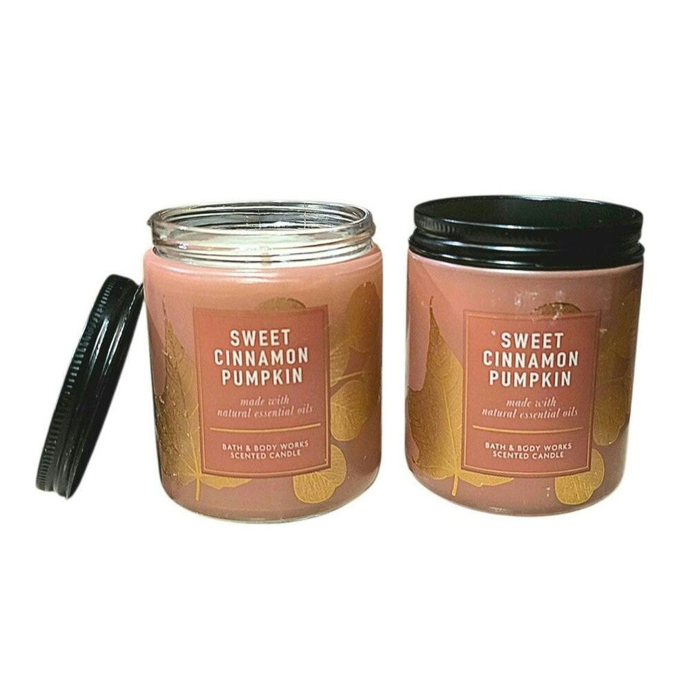 2 SWEET CINNAMON PUMPKIN SINGLE WICK CANDLES HOME FRAGRANCE BATH & BODY WORKS